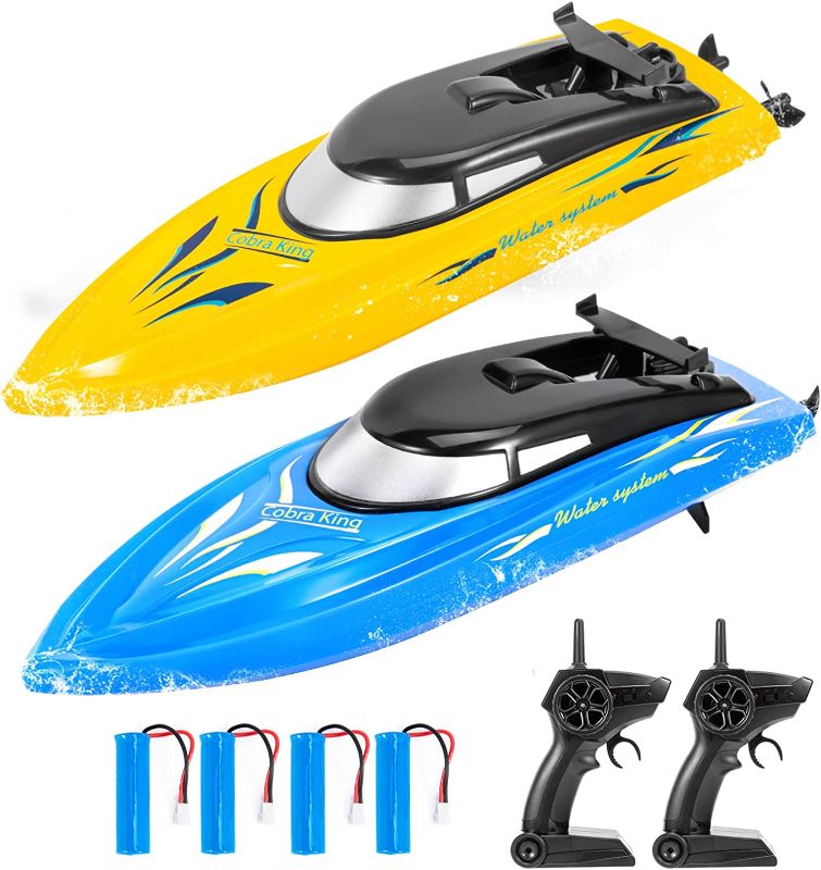 Photo 1 of 2 Pack RC Boat Remote Control Boats for Pools and Lakes for Kids and Adults, 10 kmH 2.4 GHz RC Boat for Boys 4-7 8-12 Years with 4 Rechargeable Batteries
