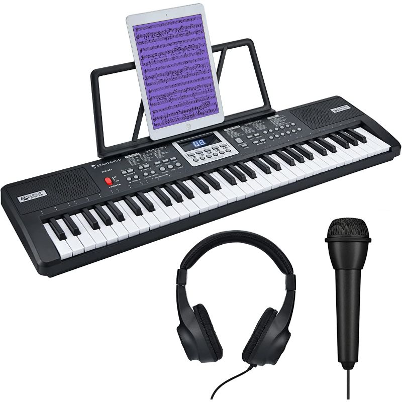 Photo 1 of *Stock Photo For Reference* Starfavor 61 Key Kids Electric Keyboard Electronic Piano Small-Sized-Key for Child Beginner, with Power Supply, Built in Speakers, LED Screen, Microphone, Headphone (SEK-361)
