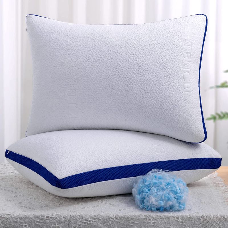 Photo 1 of *One New One Used* OYT Cooling Bed Pillows for Sleeping 2 Pack Standard Size Shredded Memory Foam Pillows for Sleeping Set of 2 with Adjustable Loft Bed Gel Pillows for Back and Side Sleeper
