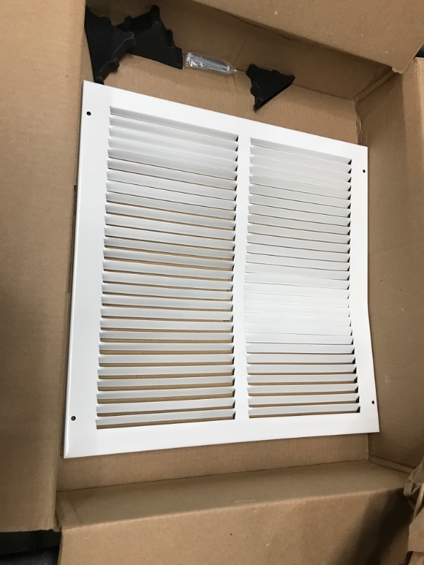 Photo 2 of 14"W x 14"H [Duct Opening Measurements] Steel Return Air Grille | Vent Cover Grill for Sidewall and Ceiling, White | Outer Dimensions: 15.75"W X 15.75"H for 14x14 Duct Opening Duct Opening Size: 14"x14"