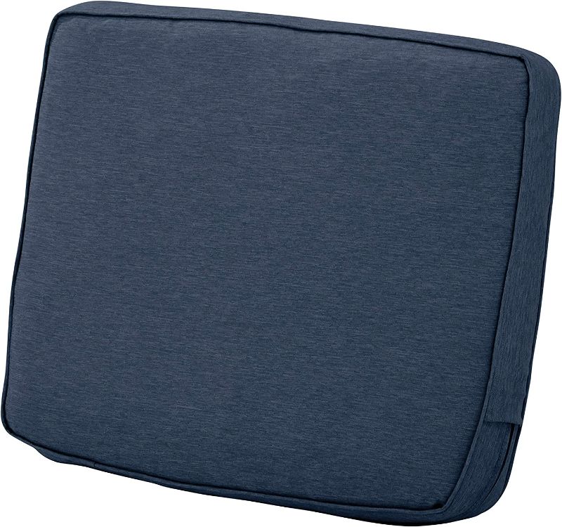 Photo 1 of Classic Accessories Montlake FadeSafe Water-Resistant 21 x 22 x 4 Inch Patio Lounge Back Cushion, Heather Indigo Blue, Outdoor Loveseat Cushions
