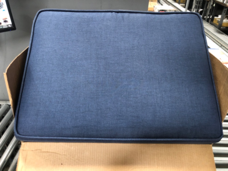 Photo 2 of Classic Accessories Montlake FadeSafe Water-Resistant 21 x 22 x 4 Inch Patio Lounge Back Cushion, Heather Indigo Blue, Outdoor Loveseat Cushions
