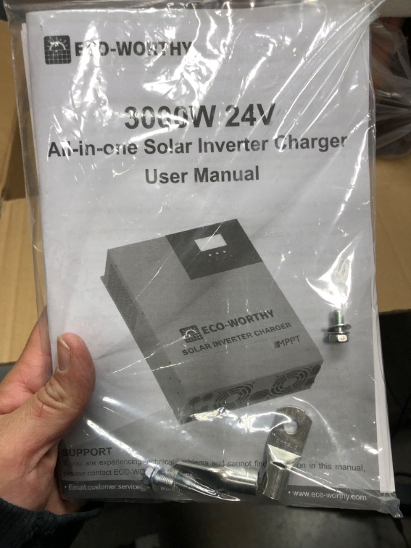 Photo 2 of ECO-WORTHY All-in-one Solar Hybrid Charger Inverter Built in 3000W 24V Pure Sine Wave Power Inverter and 60A MPPT Solar Controller for Off-Grid System