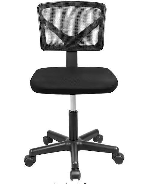 Photo 1 of Black Armless Office Chair Breathable Mesh Covering Silent Swiveling Casters Low Back Support for Computer Tasks
