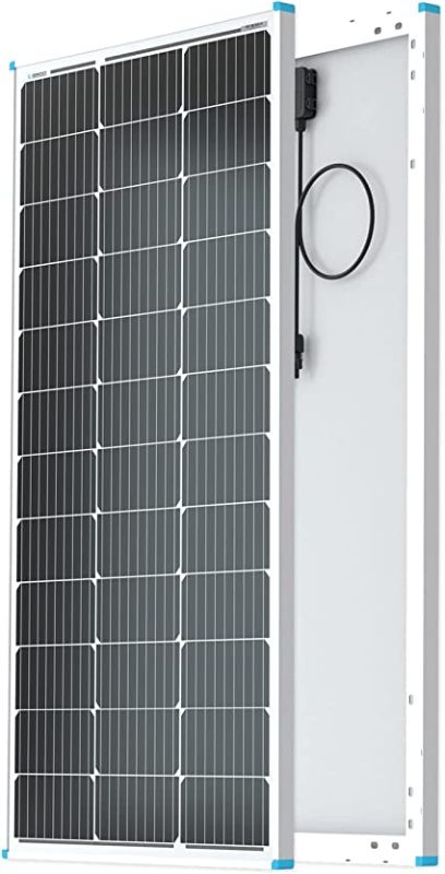 Photo 1 of Renogy Solar Panel 100 Watt 12 Volt, High-Efficiency Monocrystalline PV Module Power Charger for RV Marine Rooftop Farm Battery and Other Off-Grid Applications, RNG-100D-SS, Single 100W
