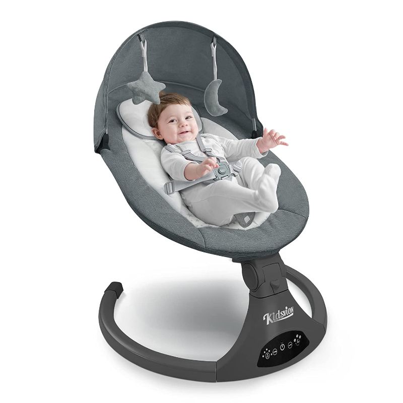 Photo 1 of Baby Swing for Infants,5 Speed Electric Baby Swing with Music Speaker and 12 Preset Lullabies,Remote Control Baby Rocker with Touch Screen Chair for 5-20 lb,0-9 Months Suitable for Indoor and Outdoor.
