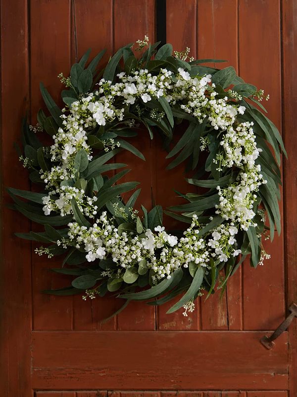 Photo 1 of ****2**** 24inch Gypsophila Spring Wreath, Anna's Whimsy Spring Wreath for Front Door Flower Wreath for Door Decor Home Decor Wedding Decoration