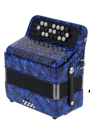 Photo 1 of 22 Key Piano Accordion 8 Bass Professional Button Reed Accordion Instrument for Beginner with Storage Bag(Blue)