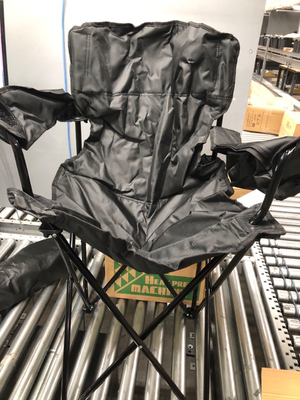 Photo 3 of Pacific Pass Quad Camp Chair w/ Built-In Cooler and Cup Holder, Includes Carry Bag - Black Black Armrest Cooler