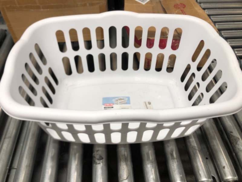 Photo 2 of 1.5 Bushel Rectangular Laundry Basket White - Room Essentials