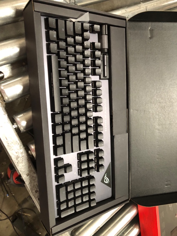 Photo 2 of ASUS ROG Strix Flare II 100% RGB Gaming Keyboard, ROG NX Red Mechanical switches, PBT doubleshot keycaps, 8k Hz Polling, Sound-dampening Foam, Media Controls, USB passthrough, Wrist Rest-Black ROG NX Red Linear