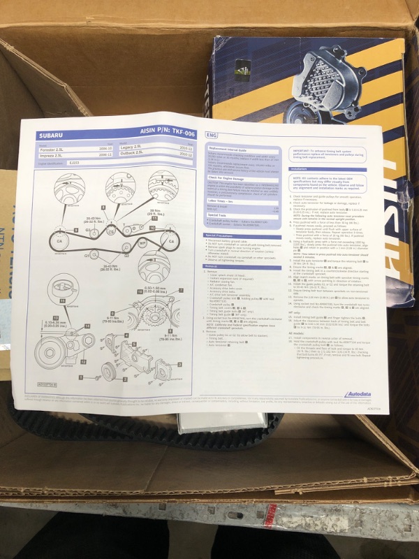 Photo 3 of Aisin TKF-006 Engine Timing Belt Kit with New Water Pump