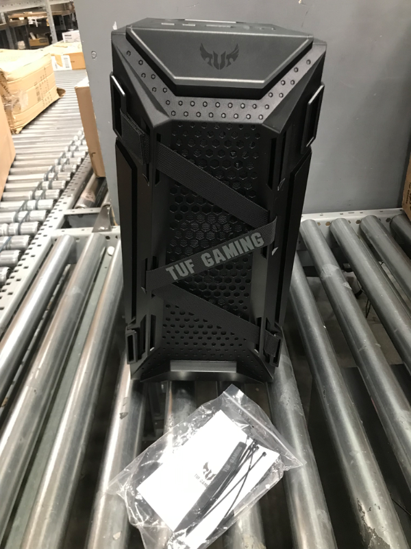 Photo 2 of ASUS TUF Gaming GT301 Mid-Tower Compact Case for ATX Motherboards with honeycomb Front Panel, 120mm AURA Addressable RBG fans, headphone hanger, and 360mm radiator support, 2 x USB 3.2
