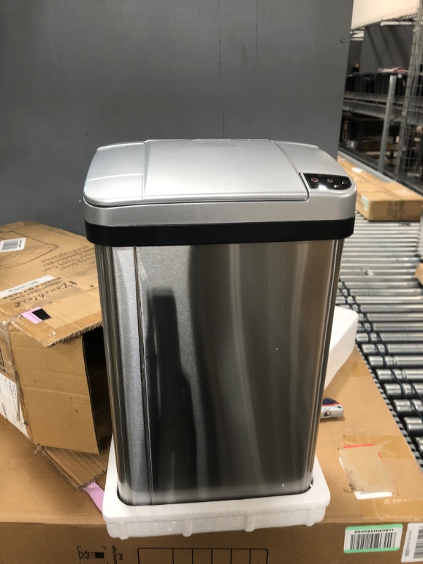 Photo 2 of ***PARTS ONLY*** iTouchless 4 Gallon Sensor Trash Can with Odor Filter and Fragrance, Touchless Automatic Stainless Steel Waste Bin, Perfect for Office and Bathroom 4 Gallon Rectangular Stainless Steel