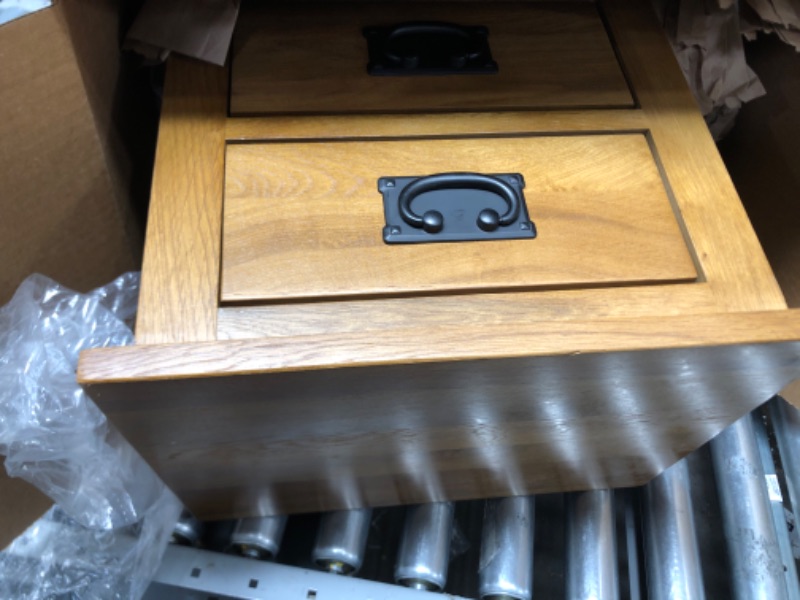 Photo 1 of ARPHASLE Nightstand 22" Tall Solid Wood 3-Drawers Bedside Table Small Dresser Rustic