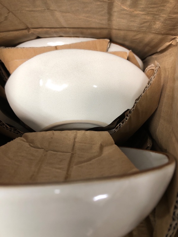 Photo 3 of **SEE NOTES**AmorArc Ceramic Dinnerware Sets,Handmade Reactive Glaze Plates and Bowls Set,Highly Chip and Crack Resistant | Dishwasher & Microwave Safe,Service for 4 (12pc) White-Service for 4