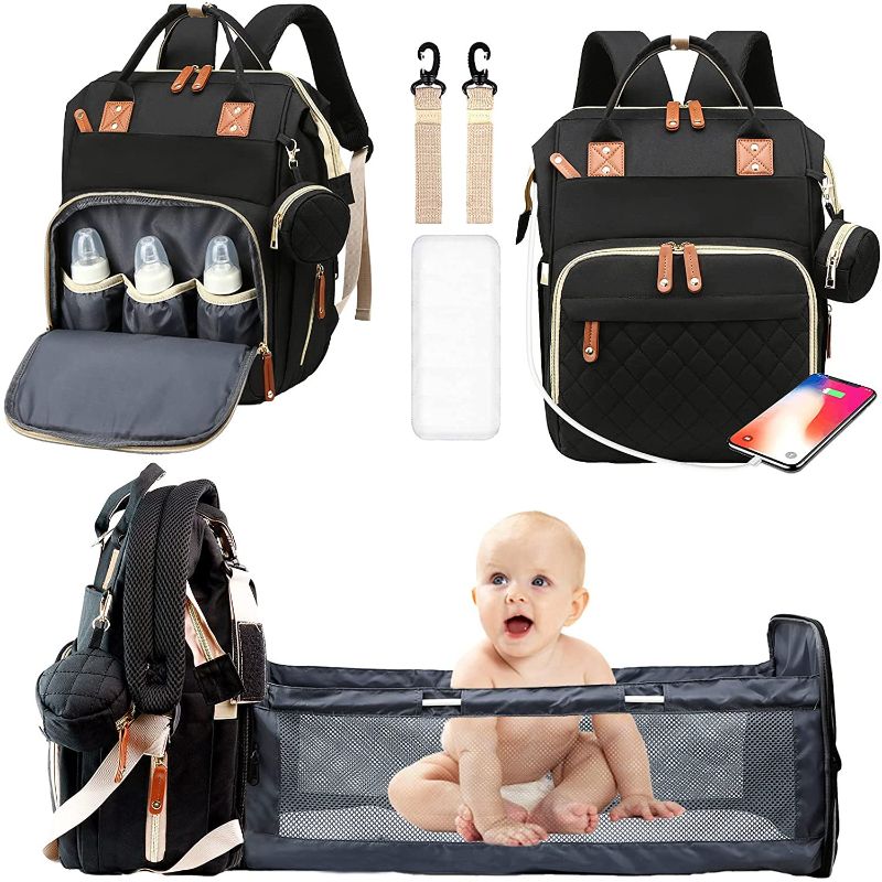 Photo 1 of debug black & gold accents Diaper Bag Backpack Baby Bag, Baby Girl Boy Diaper Bag for Dad Mom with 16 Pockets, Pad, Pacifier Case, Unisex Large Diaper Bag for Travel (Black & Gold) (SEE NOTES)