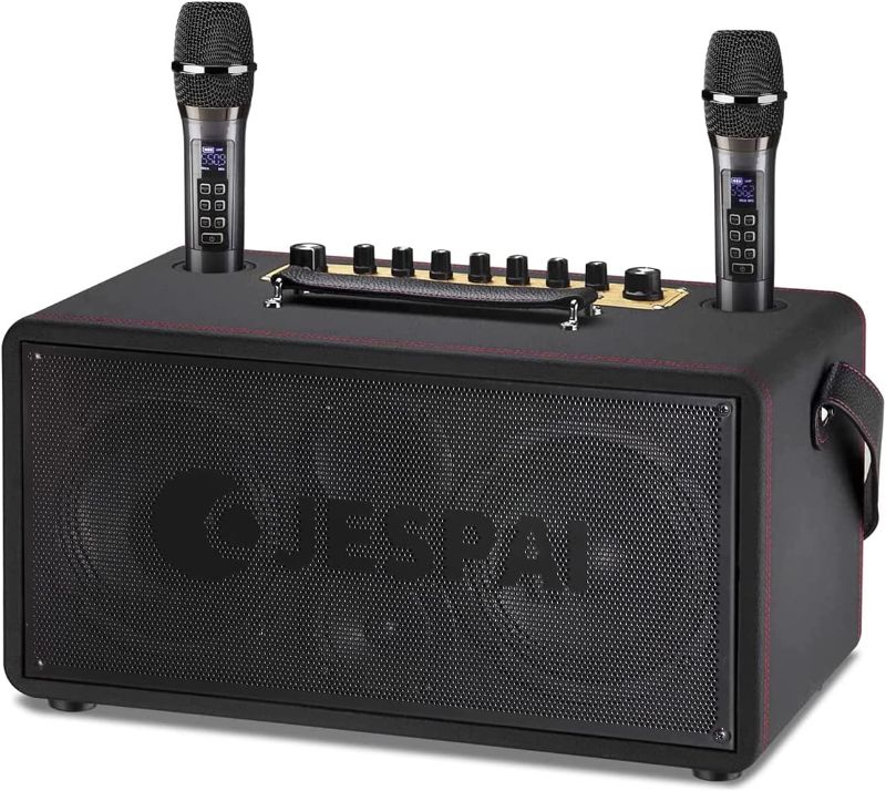 Photo 1 of **MISSING SOME ACCESSORIES**JESPAI Karaoke Machine for Adults and Kids, PA Bluetooth Speaker System with LED Display and 2 UHF Wireless Karaoke Microphones?for Home Party, Wedding, Church, Picnic, Outdoor, Indoor (Black?
