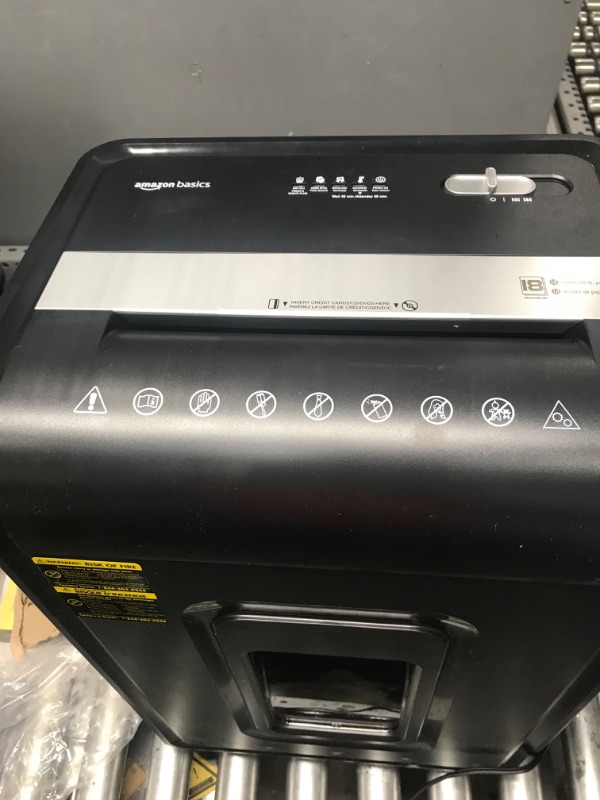 Photo 3 of Amazon Basics 18-Sheet Micro-Cut Paper, CD, and Credit Card Shredder 18 Sheet Shredder
****NONFUNCTIONAL, NEEDS REPAIR*****