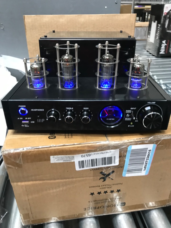 Photo 2 of Monoprice Stereo Hybrid Tube Amplifier 2019 Edition, 25 Watt with Bluetooth, Wired RCA, Optical, Coaxial, and USB Connections, and Subwoofer Out