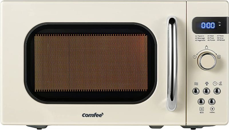 Photo 1 of USED. COMFEE' Retro Small Microwave Oven With Compact Size, 9 Preset Menus, Position-Memory Turntable, Mute Function, Countertop Microwave Perfect For Small Spaces, 0.7 Cu Ft/700W, Cream, AM720C2RA-A
