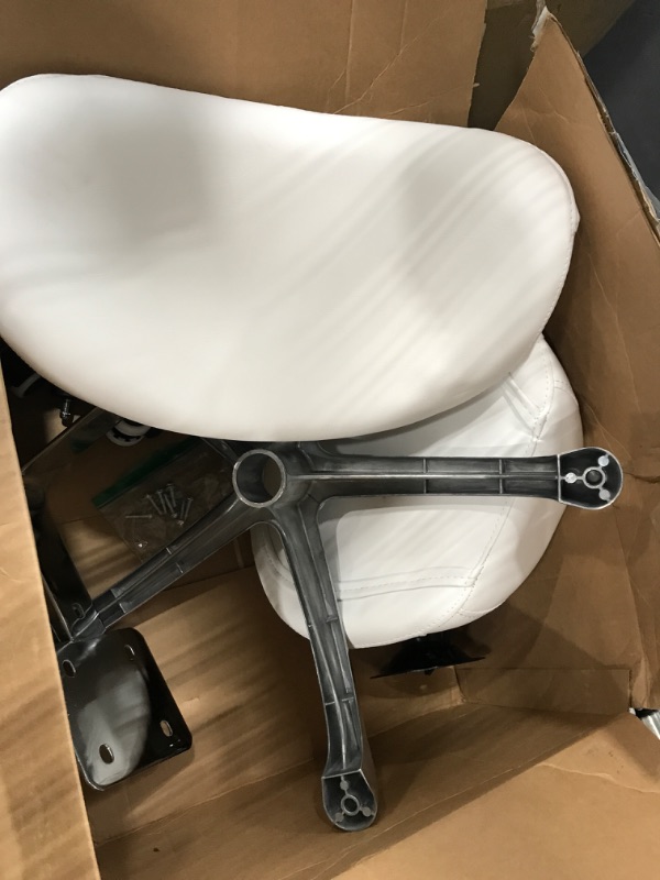 Photo 4 of **DAMAGED MISSING PARTS**PARTS ONLY** Antlu Saddle Stool Chair with Back Ergonomic Rolling Esthetician Seat for Salon Tattoo Shop Spa Home Dentist Clinic (with Backrest, White) With Backrest White