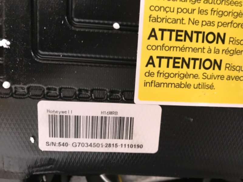 Photo 4 of **MINOR DAMAGE* Honeywell Compact Refrigerator 1.6 Cu Ft Mini Fridge with Freezer, Single Door, Low noise, for Bedroom, Office, Dorm with Adjustable Temperature Settings, Black Black Refrigerator