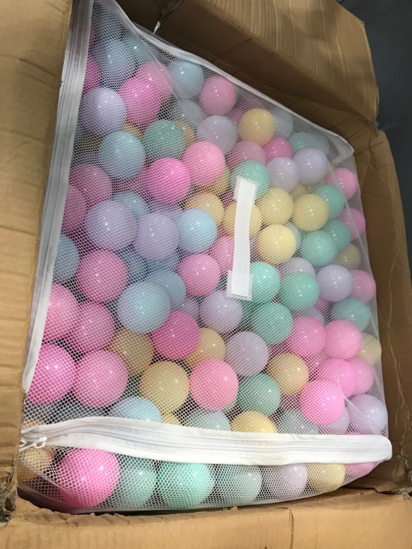Photo 1 of Amazon Basics BPA Free Crush-Proof Plastic Ball Pit Balls with Storage Bag, Toddlers Kids 12+ Months, 6 Pastel Colors - Pack of 1000 6 Pastel Colors 1,000 Balls