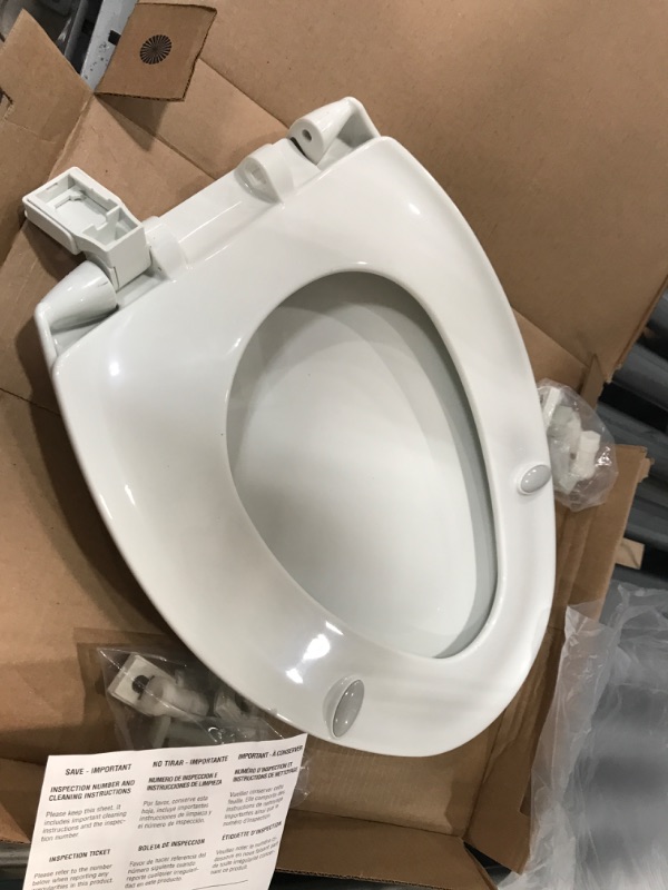 Photo 2 of **MISSING ONE PIECE ON BOTTOM** BEMIS 1200E4 000 Affinity Toilet Seat will Slow Close, Never Loosen and Provide the Perfect Fit, ELONGATED, Plastic, White 1 Pack Elongated White
