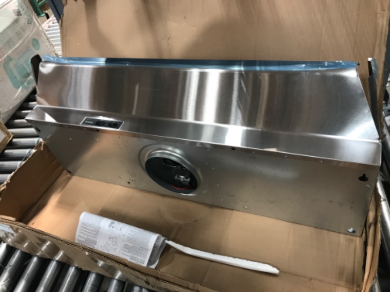 Photo 3 of **DAMAGED** Broan-NuTone 424204 42-inch Under-Cabinet Range Hood with 2-Speed Exhaust Fan and Light, Stainless Steel Stainless Steel 42-Inch Range Hood