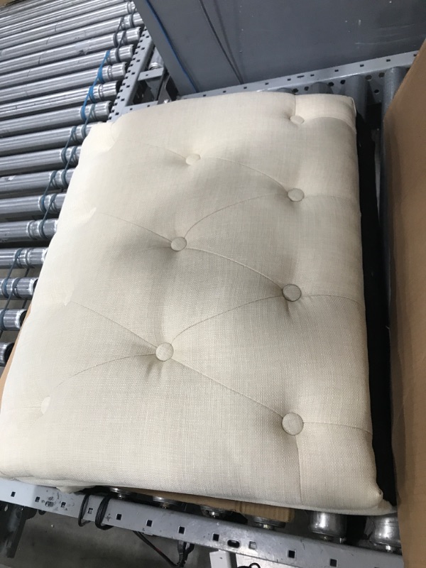 Photo 3 of **MISSING HARDWARE** Yongqiang Accent Chair for Bedroom Living Room Chairs Tufted Upholstered Lounge Chair with Wood Legs Linen Fabric Cream