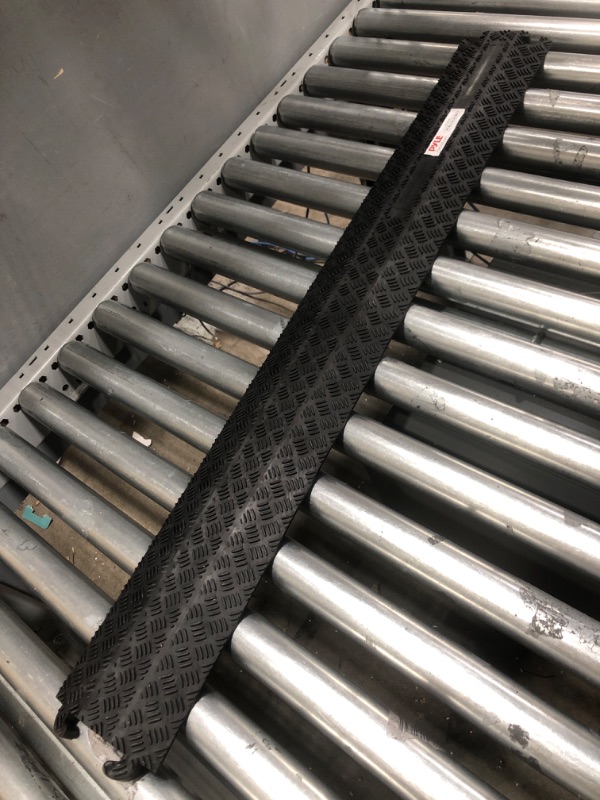 Photo 2 of Durable Cable Protection Ramp Cover - Supports 11000lbs Single Channel Heavy Duty Hose and Cord Track Floor Protection, 39.4” x 5.11” x 0.78” Cable Concealer for Indoor Outdoor Use - Pyle PCBLCO101BK