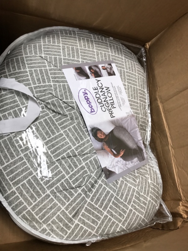 Photo 2 of Boppy Cuddle Pregnancy Pillow with Removable, Breathable Cover | Gray Basket Weave | Plush Contoured Support | Prenatal and Postnatal Positioning