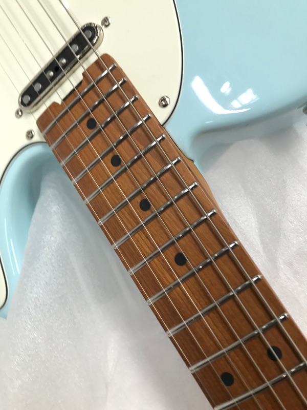 Photo 7 of M MUSI Virgo Classic Electric Guitar, Roasted Maple Compound Fingerboard, Locking Tuners, Rounded End Stainless Steel Frets, Slim C Neck, Contoured Body