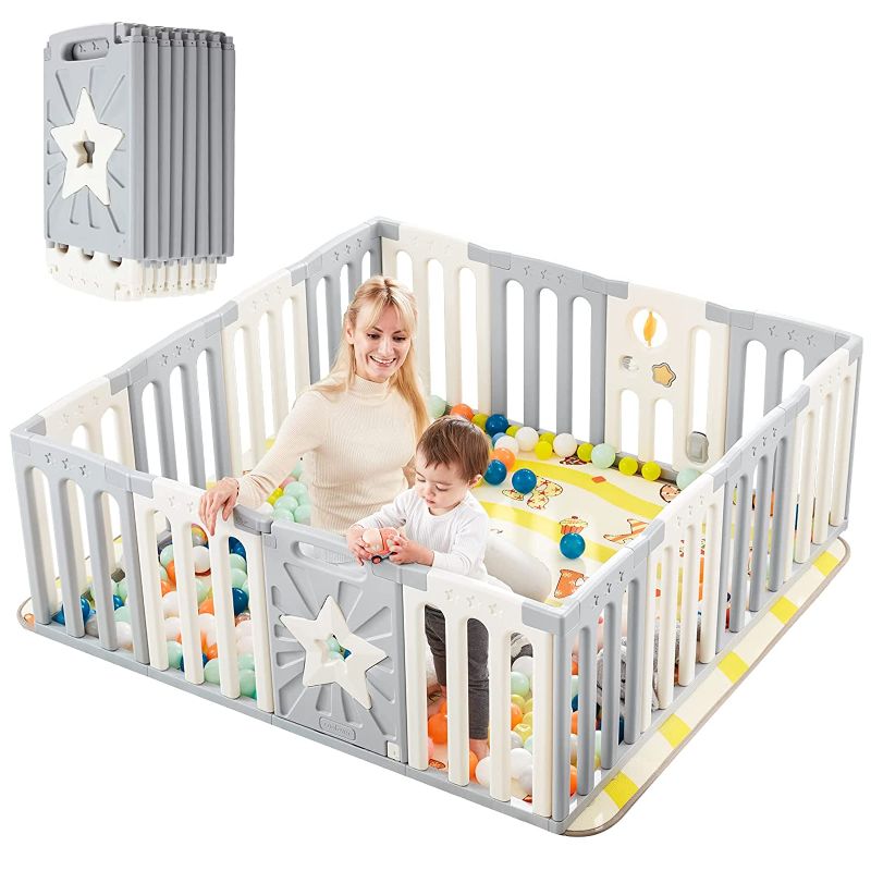 Photo 1 of Coolever Safety Baby Gate Playpen for Babies, Foldable Baby Playpen and Toddlers Sturdy and Immovable Baby Fence Play Area Activity Center Portable Design for Indoor Outdoor 
