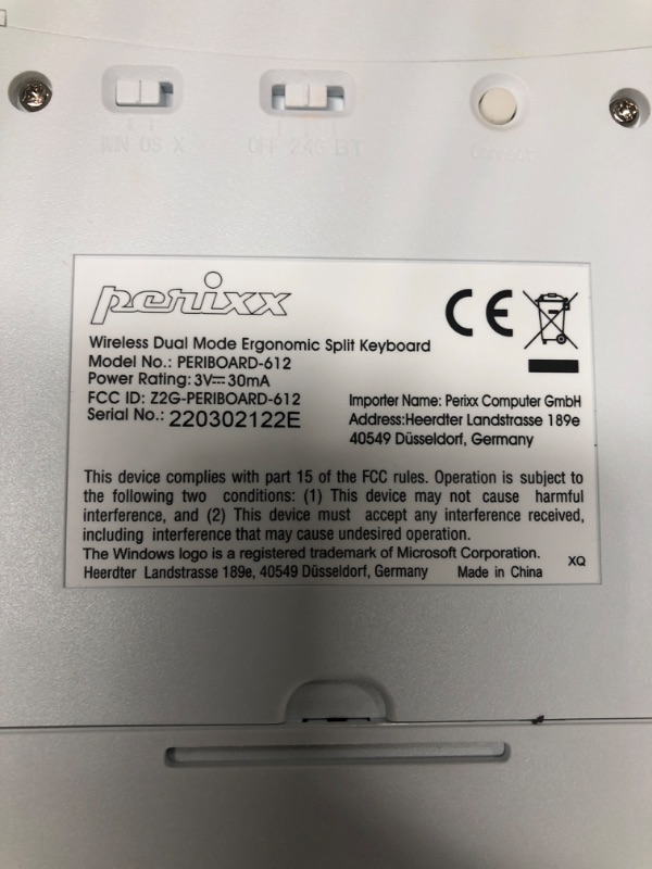 Photo 6 of Perixx Periboard-612 Wireless Ergonomic USB Split Keyboard, US English Layout
