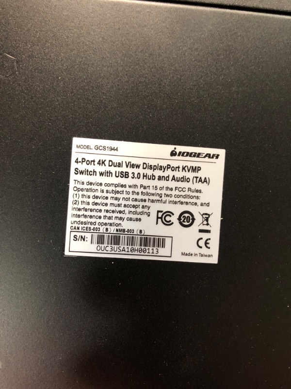 Photo 7 of IOGEAR 4-Port Dual View DisplayPort KVMP Switch - 4K 60Hz - 2 DisplayPort In Per Channel - 2-Port USB 3.1 Hub 5Gbps - Keyboard Mouse Input - 7.1 HD Audio - Front Panel Selector - TAA Mac/Win - GCS1944 4-Port DisplayPort