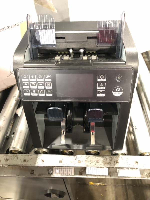 Photo 2 of MUNBYN Dual Money Counter Machine Mixed Denomination and Sorter, Sort on DENOM/FACE/ORI, Value Counting, Counterfeit Detection 2 CIS/UV/MG/IR, Print Enabled, Mixed Bill Counter, 3Y Protection