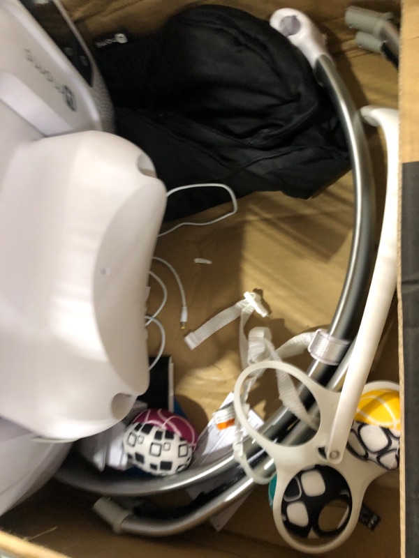 Photo 1 of 4moms mamaRoo 4 Multi-Motion Baby Swing + Safety Strap Fastener, Bluetooth Baby Swing with 5 Unique Motions, Nylon Fabric, Black