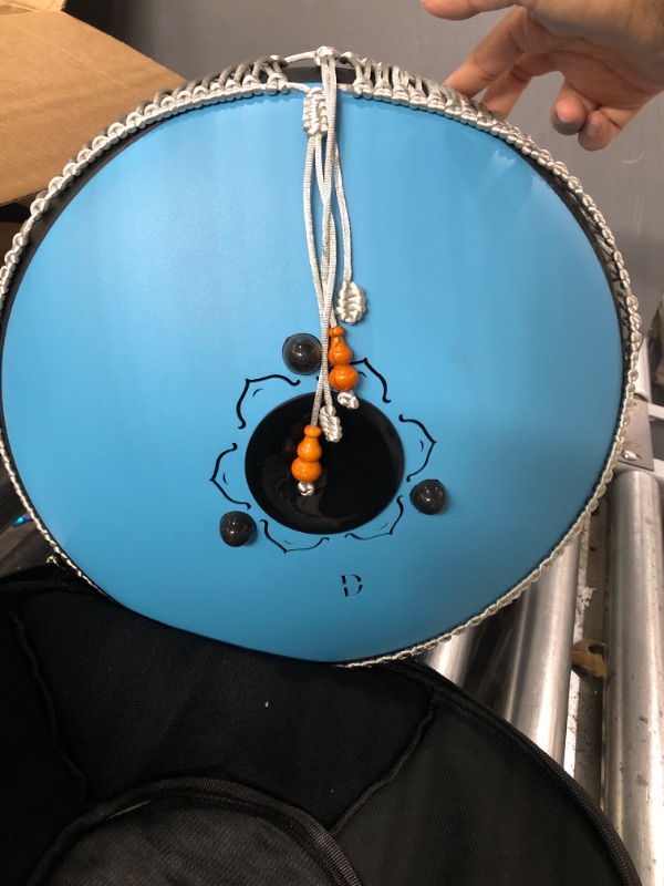 Photo 1 of Steel Tongue Drum, 15 Notes 14 inch D-Key Handpan Percussion Instrument - Tank Chakra Drums with Padded Travel Bag, 2 Mallets, for Meditation, Decompression, Music and Gift (Aqua Blue)