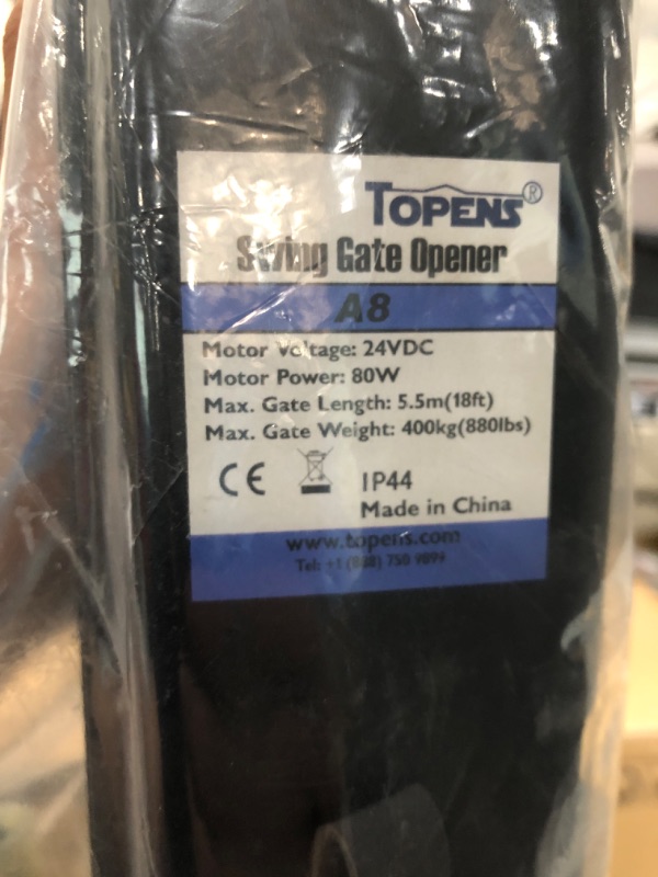 Photo 1 of TOPENS A8S Automatic Gate Opener Kit Heavy Duty Solar Single Gate Operator for Single Swing Gates Up to 880 Pounds Gate Motor with Solar Panel