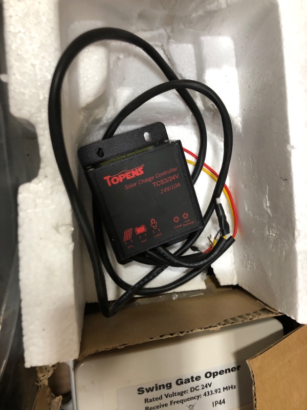 Photo 1 of TOPENS A8S Automatic Gate Opener Kit Heavy Duty Solar Single Gate Operator for Single Swing Gates Up to 880 Pounds Gate Motor with Solar Panel