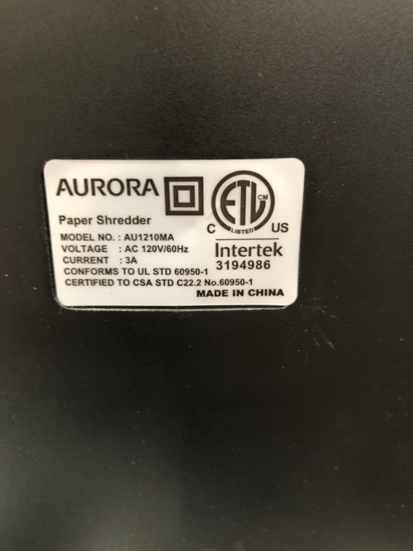 Photo 4 of Aurora AU1210MA Professional Grade High Security 12-Sheet Micro-Cut Paper/ CD and Credit Card/ 60 Minutes Continuous Run Time Shredder