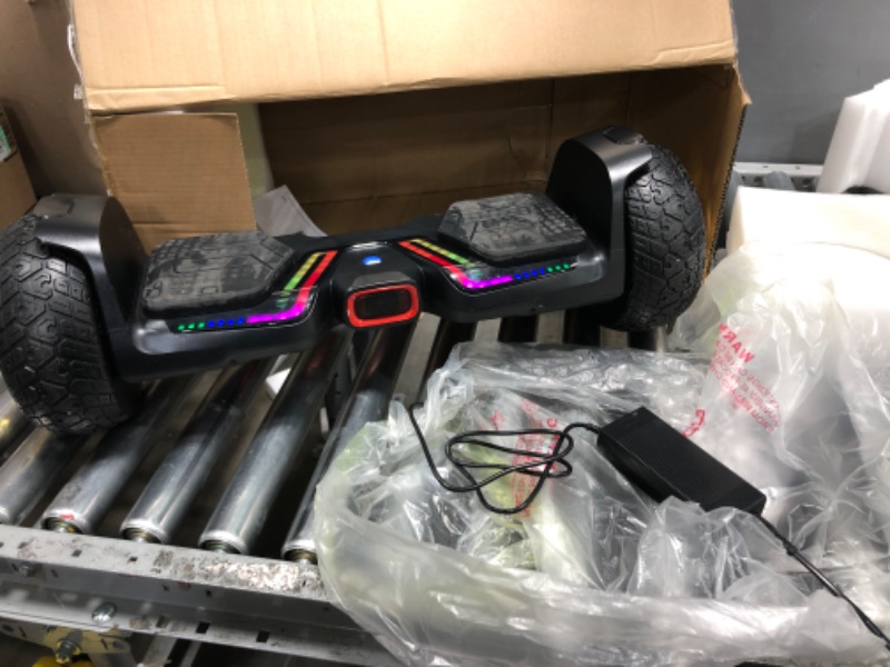 Photo 2 of +FOR PARTS DOES TURN ON BUT RIGHT BALANCE WHEEL IS NOT STABLE OR WORK+ Gyroor All Terrain Hoverboard, 8.5" 6.5" Off Road Hoverboards with 700w Motor, Adult Hoverboard with Metal Aluminum Shell, Bluetooth Speaker & Led Lights, Self Balancing Hoverboard for