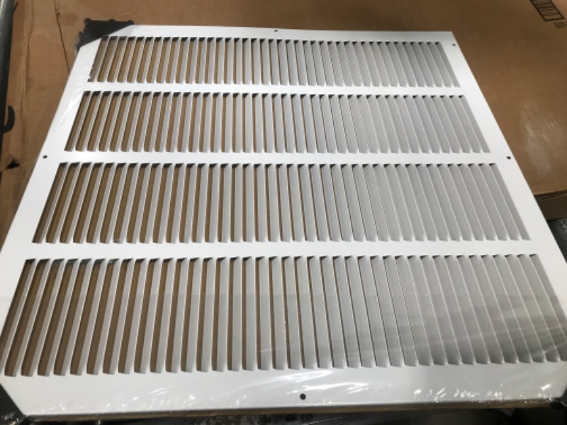 Photo 2 of 20"W x 20"H [Duct Opening Size] Steel Return Air Grille (AGC Series) Vent Cover Grill for Sidewall and Ceiling, White | Outer Dimensions: 21.75"W X 21.75"H for 20x20 Duct Opening 20"W x 20"H [Duct Opening]