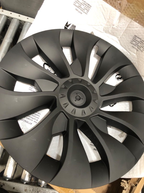 Photo 2 of BASENOR 2023-2020 Tesla Model Y Hubcaps 19 Inch Wheel Cover (Model 3 18'' Turbine) ***Some Adhesive Strips are Starting to Peel off, as seen in Picture***