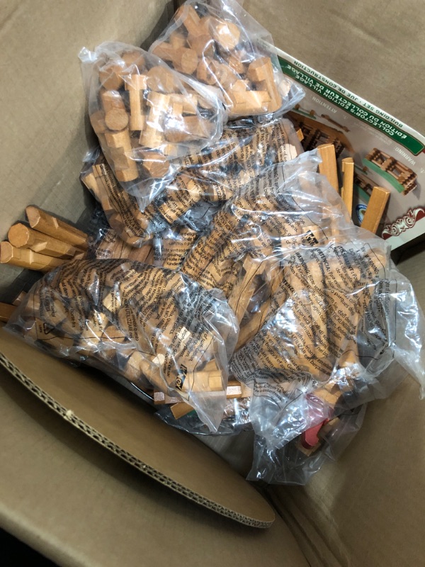 Photo 1 of LINCOLN LOGS-Collector's Edition Village-327 Pieces-Real Wood Logs-Ages 3+ - Best Retro Building Gift Set & Horseshoe Hill Station-83 Pieces-Real Wood Logs - Ages 3+ Blocks Game Kit + Hill Station ***Can is Damaged as Seen in Picture***