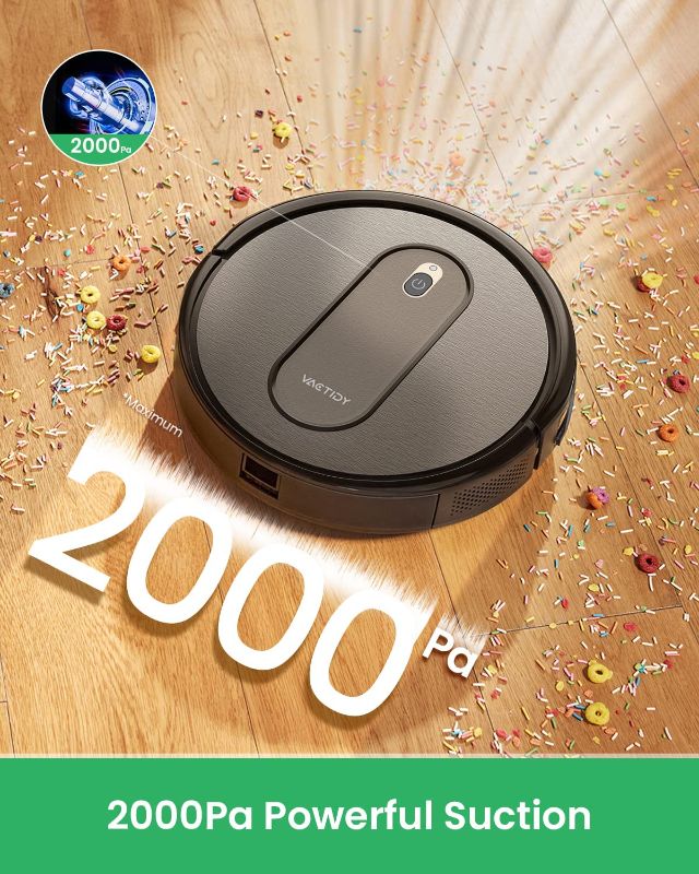 Photo 6 of Vactidy Nimble Robot Vacuum Cleaner, 2000Pa Strong Suction Robotic Vacuums, Super Slim, Quiet, Schedule Setting, Self-Charging, App/WiFi/Alexa Control, Ideal for Hard Floor, Carpet, Pet Hair, T6 Black