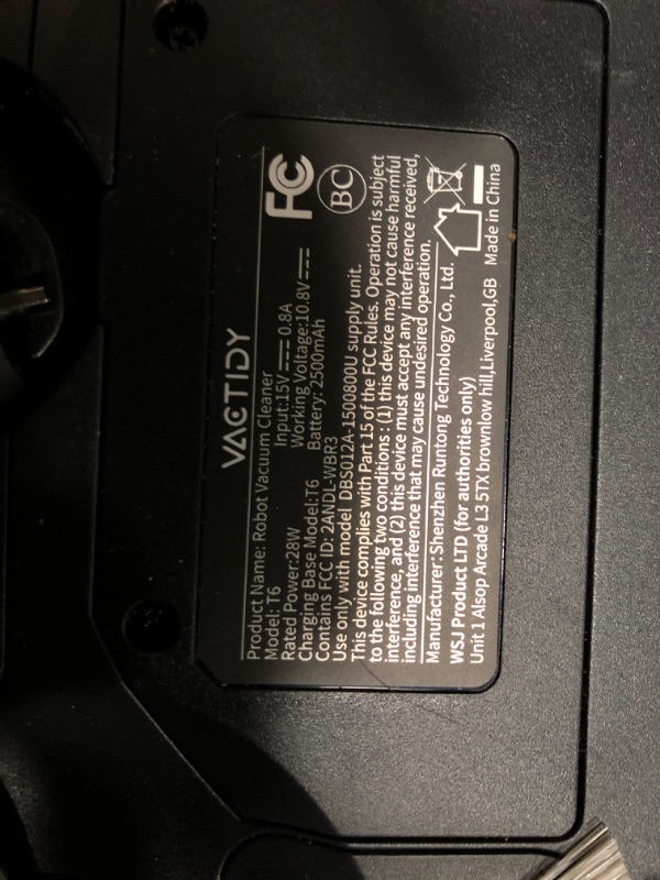 Photo 5 of Vactidy Nimble Robot Vacuum Cleaner, 2000Pa Strong Suction Robotic Vacuums, Super Slim, Quiet, Schedule Setting, Self-Charging, App/WiFi/Alexa Control, Ideal for Hard Floor, Carpet, Pet Hair, T6 Black