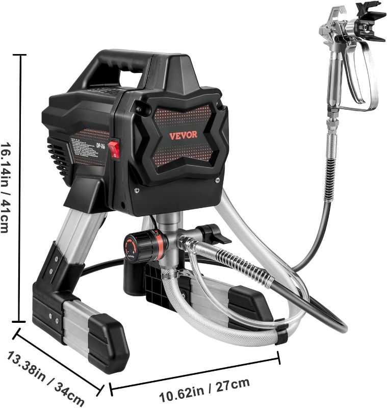 Photo 3 of 
VEVOR Stand Airless Paint Sprayer, 7/8HP 650W High Efficiency Airless Sprayer, 2900PSI Electric Paint Sprayer Machine Extension Rod and Cleaning Kits for Interior Exterior Furniture/Fence/Home/House